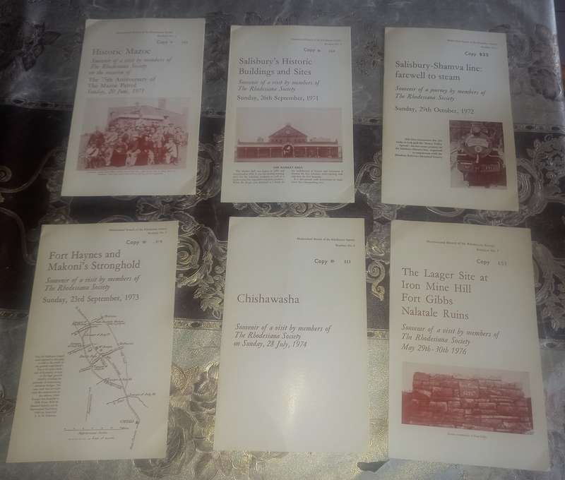 6 Brochures of the Mashonaland Branch of the Rhodesiana Society - 1971-76