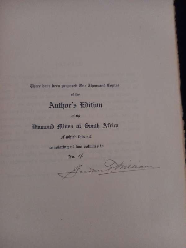 The Diamond Mines of South Africa (Gardner F. Williams) Authors edition SIGNED, two volumes