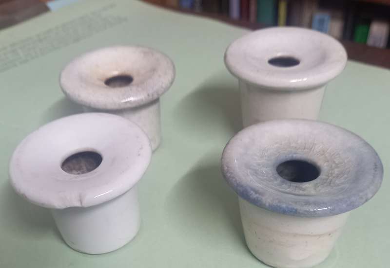 Vintage ceramic school desk inkwell x 4