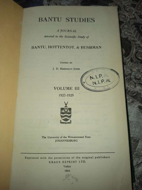 Bantu Studies - 1921-1941, General South African Anthropology, bound volumes