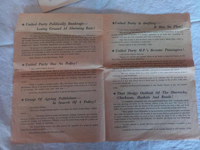3 x Political  - A 4 Pamphlets, from the  NP, 1950s