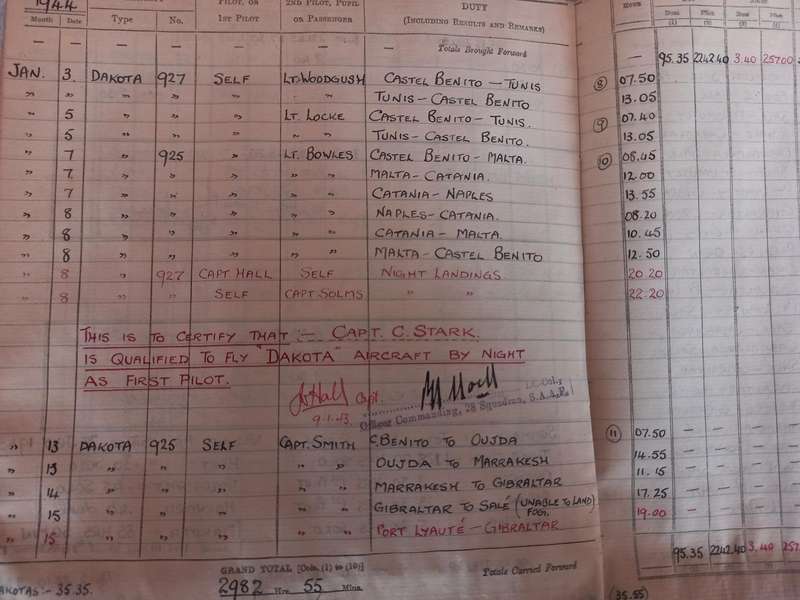 South African Air Force  Pilots Flying Log Book, no 4- 1943