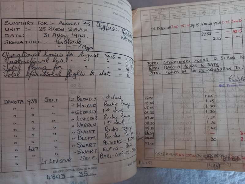 South African Air Force  Pilots Flying Log Book, no 4- 1943