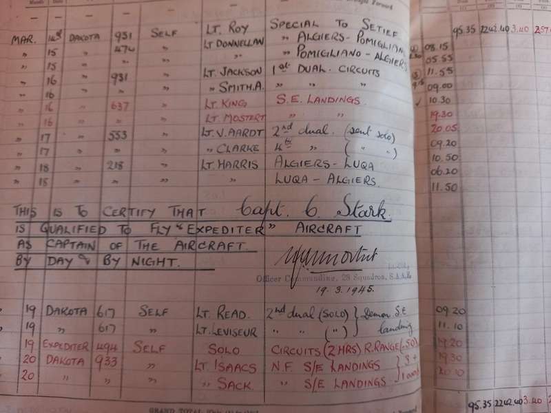South African Air Force  Pilots Flying Log Book, no 4- 1943