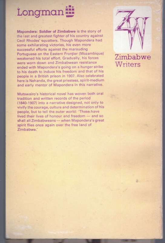 Maponderea Soldier of Zimbabwe (historical novel)