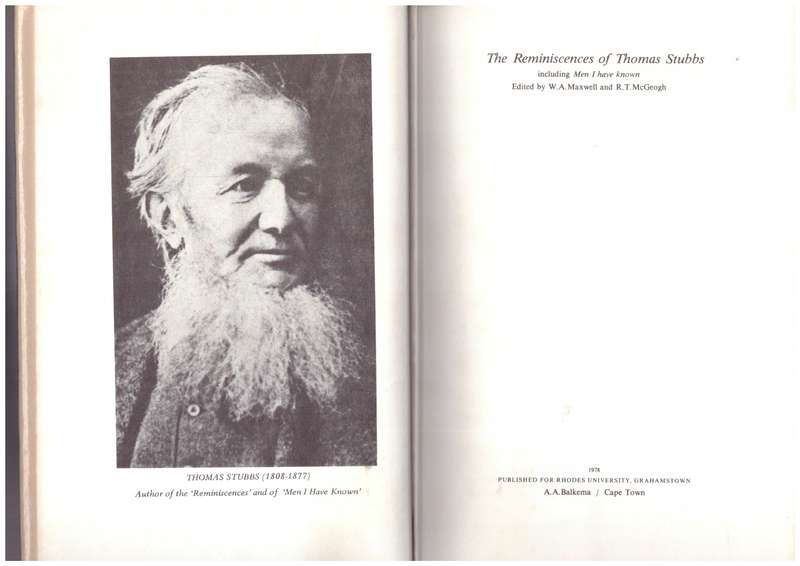 The reminiscences of Thomas Stubbs