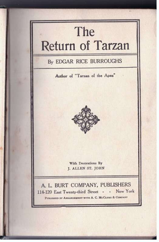 The Return of Tarzan Hardcover - 1915