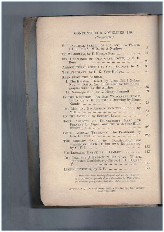 The South African Magazine - November, 1906