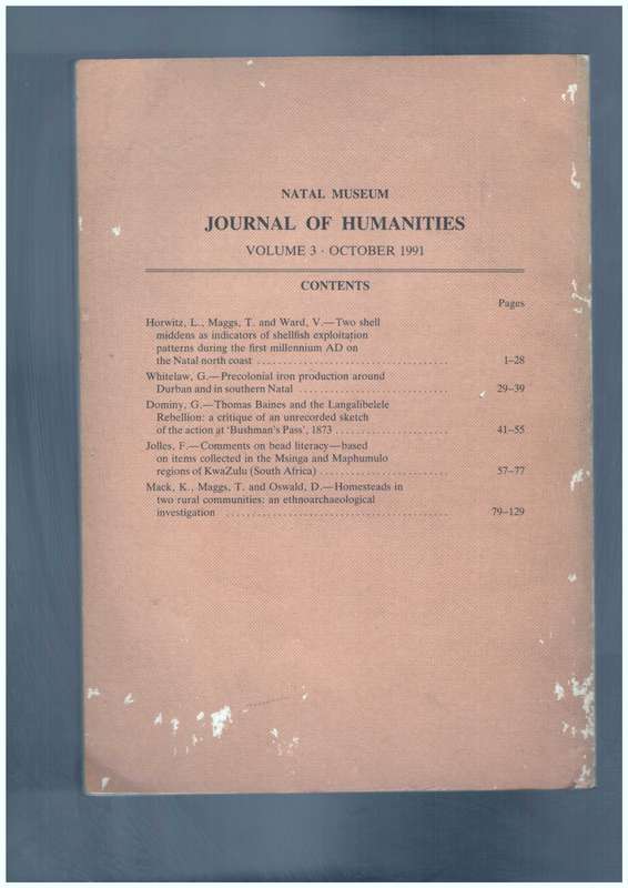 Natal Museum Journal of Humanities - Volume 3, October 1991