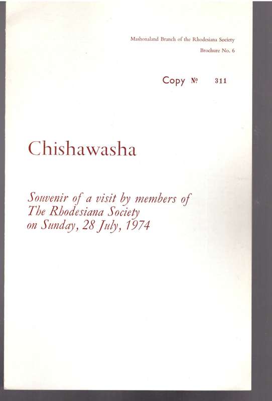 6 Brochures of the Mashonaland Branch of the Rhodesiana Society - 1971-76