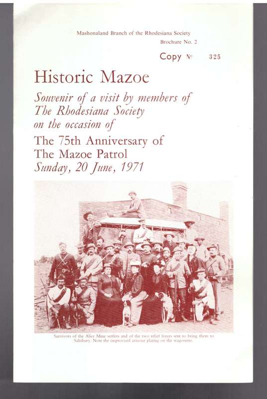 6 Brochures of the Mashonaland Branch of the Rhodesiana Society - 1971-76