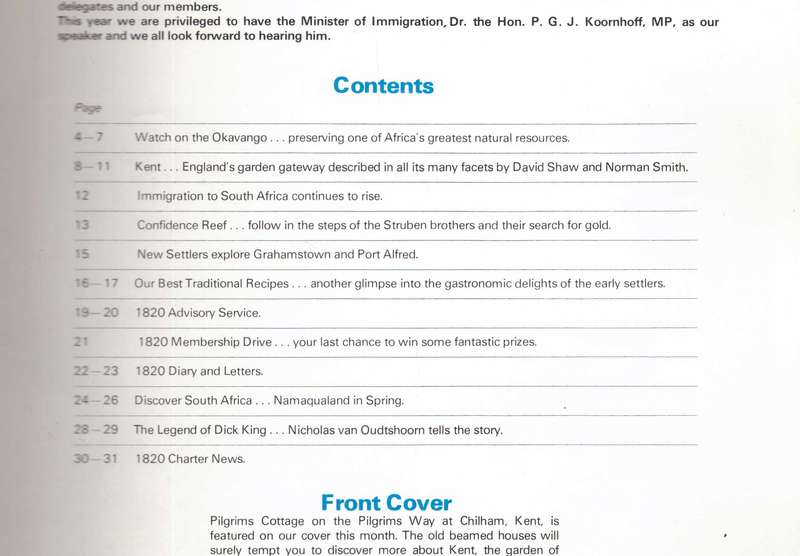 The 1820 (Settlers Association of South Africa) October 1975