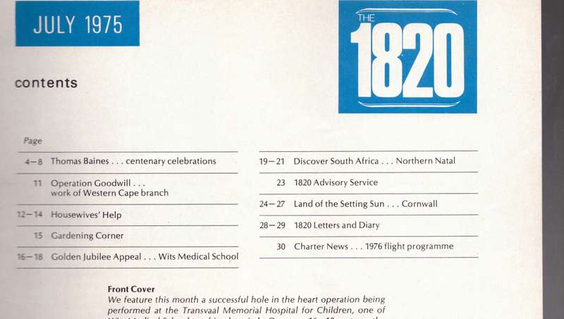 The 1820 (Settlers Association of South Africa) 7 July 1975