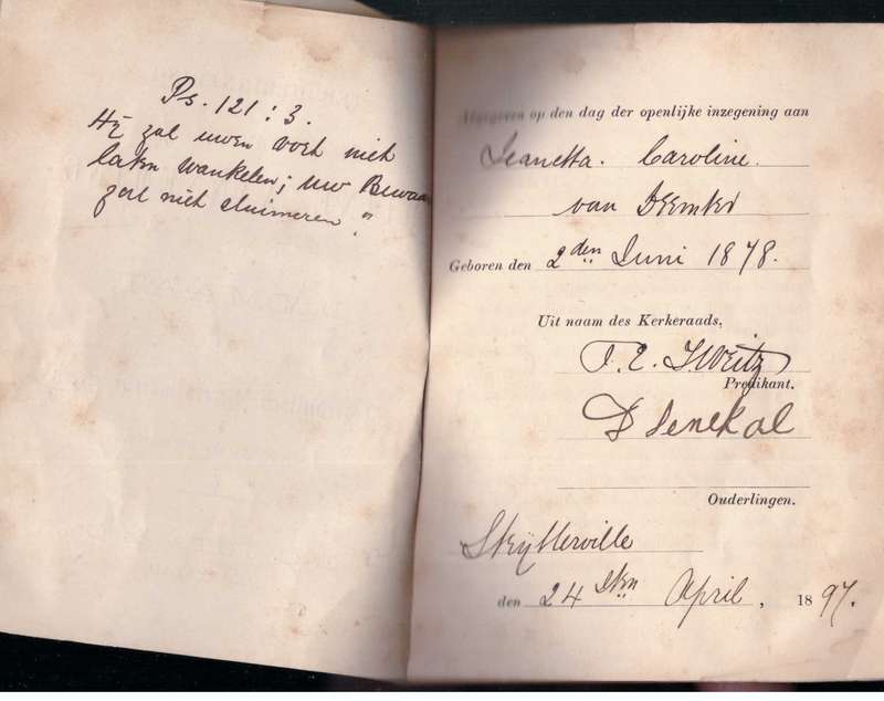 Ter Herinnering aan Myne Aanneming tot Lidmaat (1897)