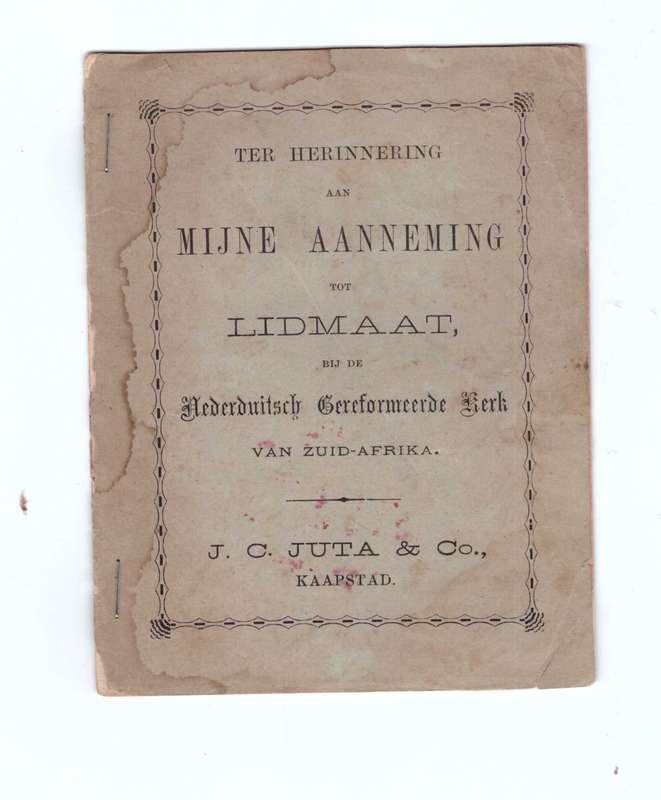 Ter Herinnering aan Myne Aanneming tot Lidmaat (1897)