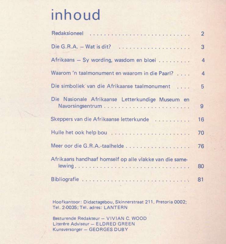 Afrikaans sy wording, wasdom en bloei - Lantern journal, feesnommer