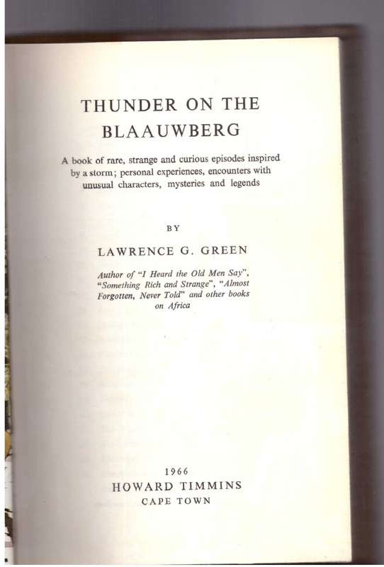 Thunder on the Blaauwberg (Lawrence Green)