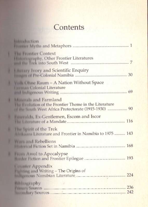 The Wild South-West, Frontier myths and metaphors in literature set in Namibia, 1760-1988