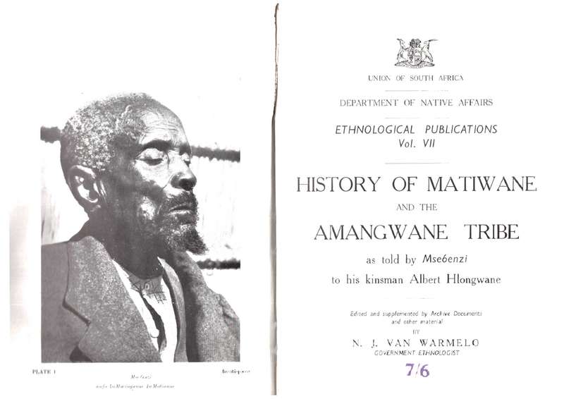 History of Matiwane and the Amangwane Tribe (scarce)