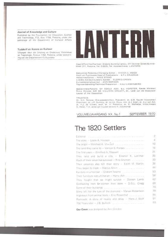 1820 Settlers, Lantern journal Sept. 1970, Nr. 1