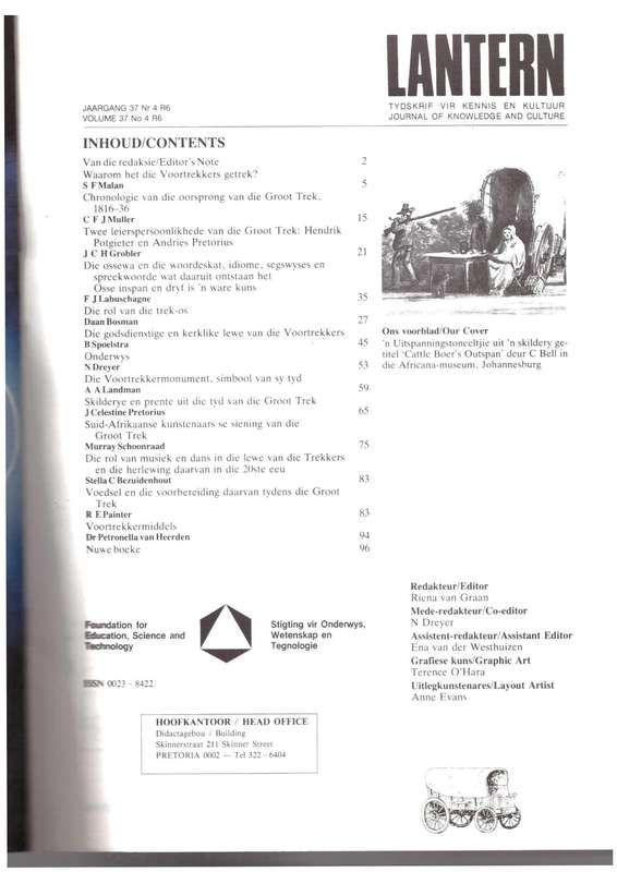 Groot Trek Herdenkingsfees,   Lantern Journal, Oct 1988, volume 37, No 6