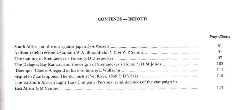 Military History Journal / Krygshistoriese Tydskrif,  Steinaecker's Horse, Delegoa Bay Railway, etc.