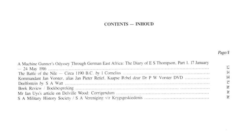 Military History Journal / Krygshistoriese Tydskrif,  The Battle of the Nile, kommandant Jan Vorster