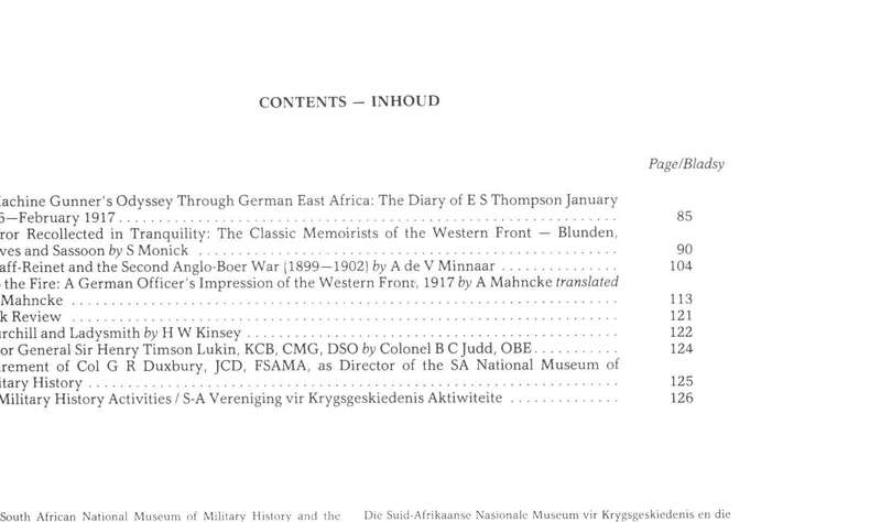 Military History Journal / Krygshistoriese Tydskrif,  Graaff Reinet and the Second Boer War, etc..
