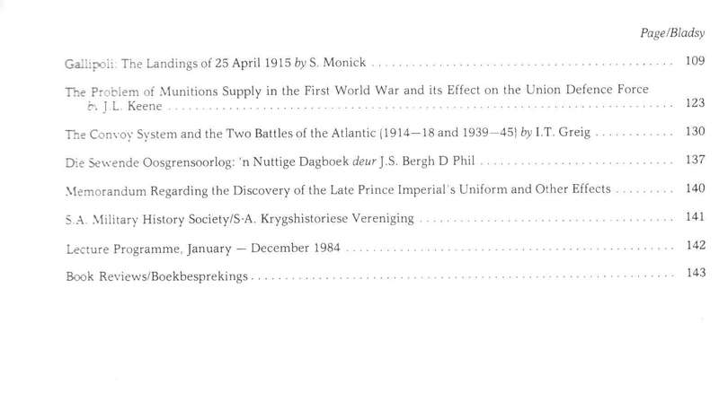 Military History Journal / Krygshistoriese Tydskrif,  Die Sewende Oosgrensoorlog, etc..