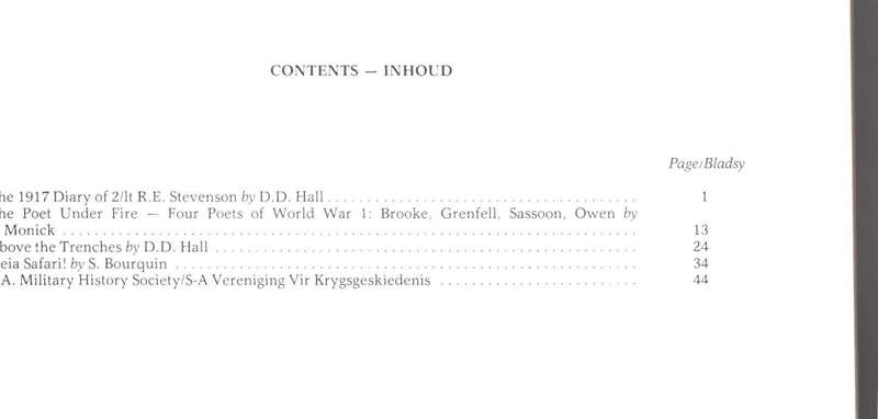 Military History Journal / Krygshistoriese Tydskrif, The 1917 Diary of 2/lt R.E. Stevenson, etc..