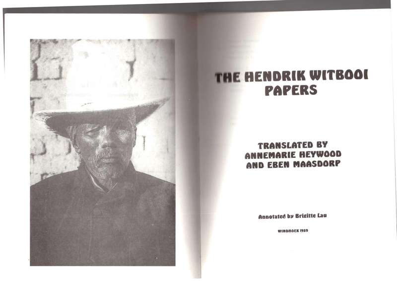 The Hendrik Witbooi Papers (scarce)