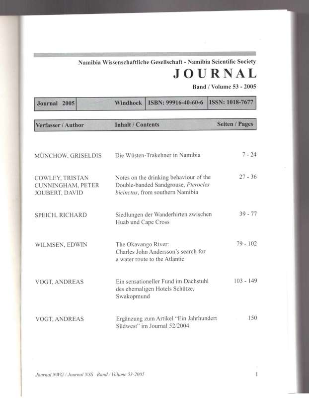 Journal, Namibia Scientific Society - Volume 53 - 2005