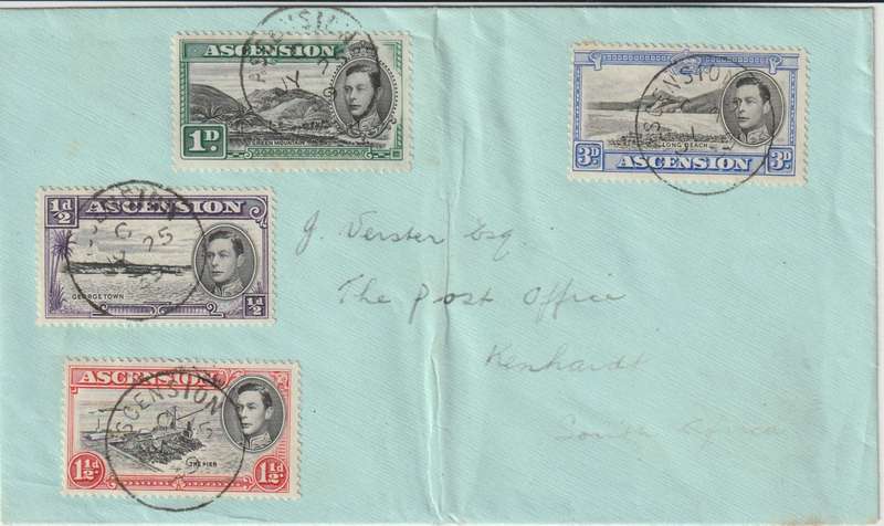 Ascension Islands 1939 KGVI cover to South Africa