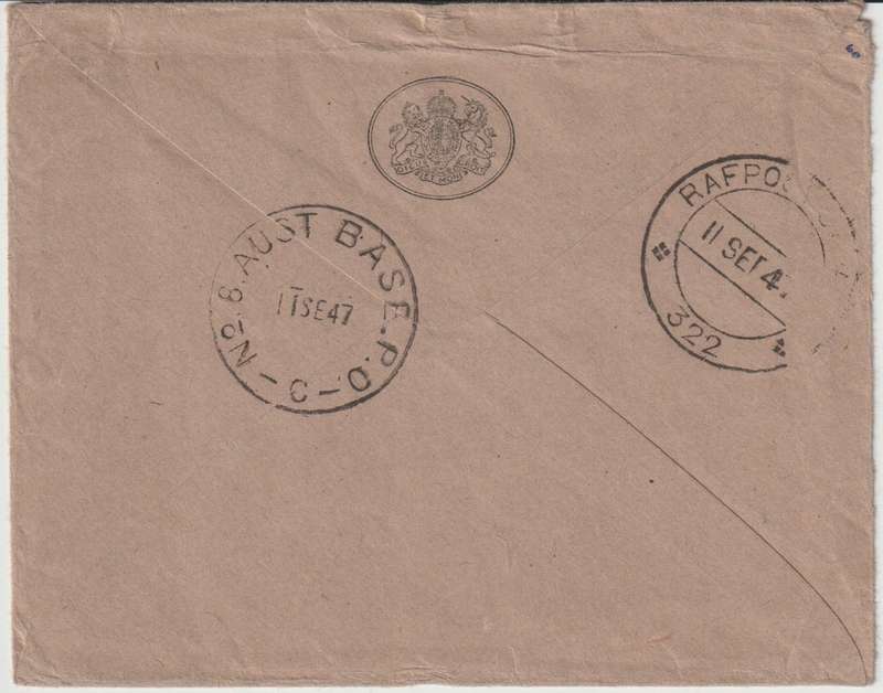 Australia Occupation of Japan 1947, 11 Se., 6d & 1s on Forces mail airmail cover with Aust Army 214