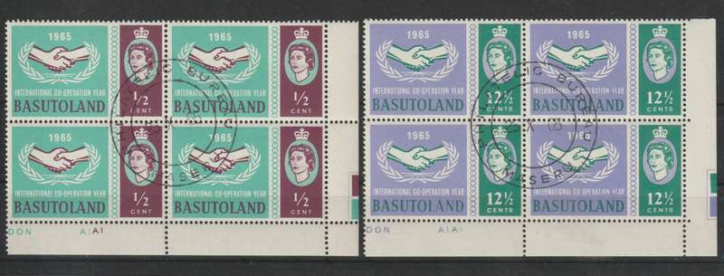 Basutoland 1965 Int Co-operation Year set of 2 in control blocks of 4 very fine used