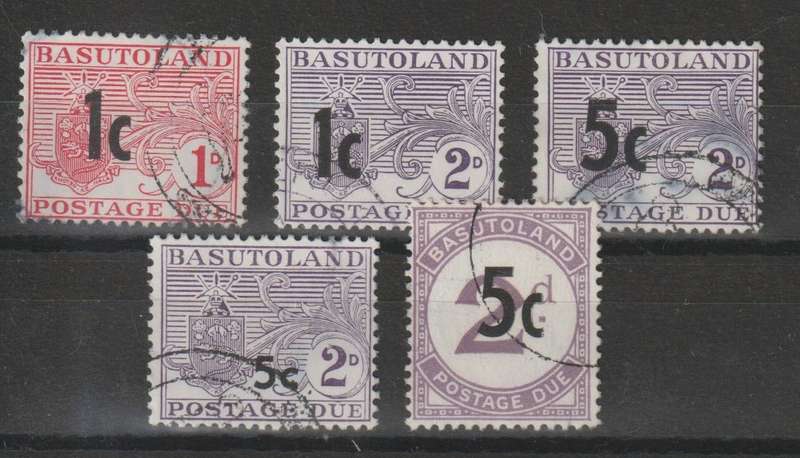 Basutoland Postage Due 1961 Decimal overprints set of 5 very fine used