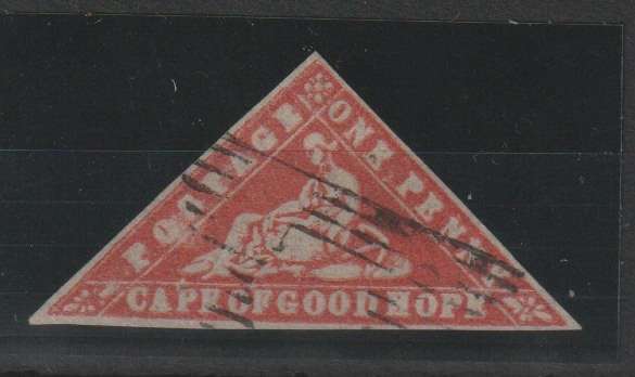 Cape of Good Hope 1861 Wood Block 1d vermillion excellent colour and margins, superb used