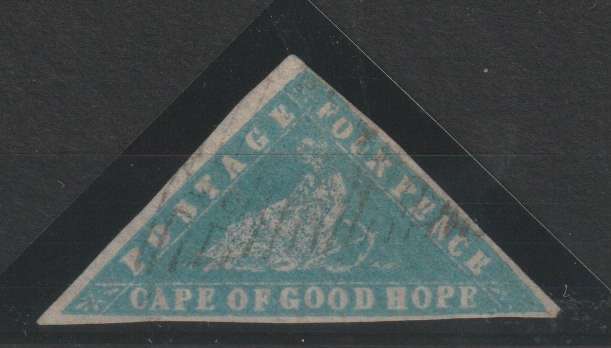 Cape of Good Hope 1861 Wood Block 4d pale milky blue  excellent colour and margins, superb used
