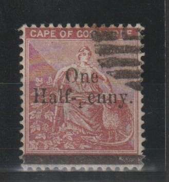 Cape of Good Hope 1882 1/2d on 3d watermark CA  p in penny omitted