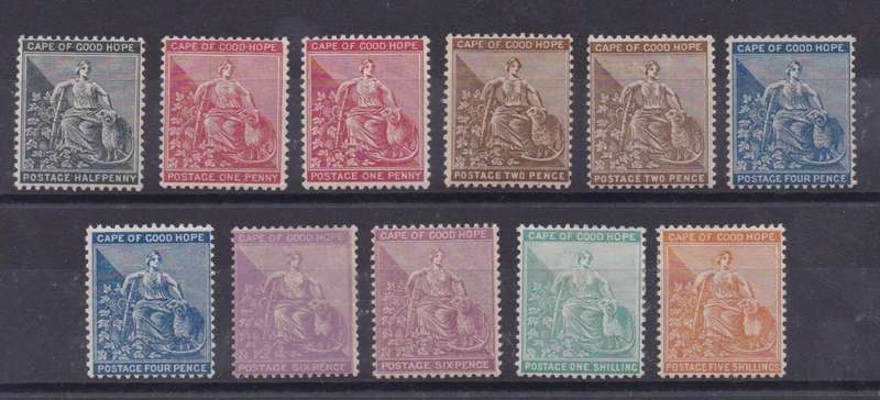 Cape of Good Hope 1884 set of 11 including extra printings  fine mint