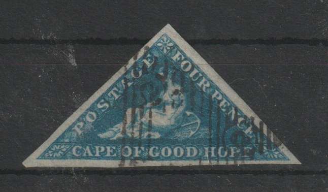 Cape of Good Hope 1855 4d deep blue with clear margins very fine used