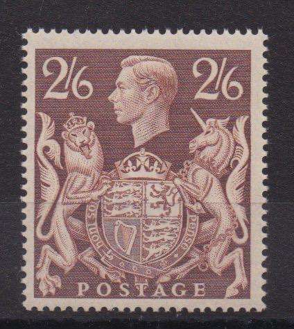 Great Britain 1939 KGVI High Value 2/6 brown  very fine unhinged