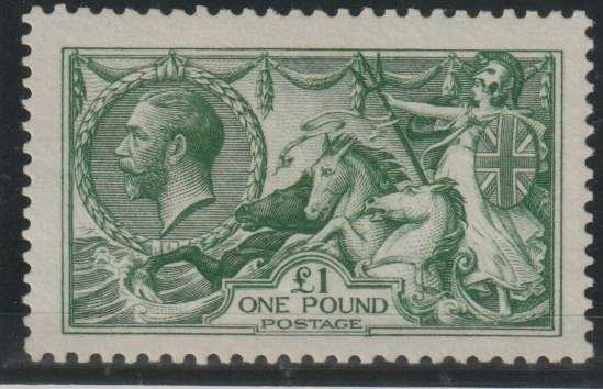 Great Britain 1913 KGV Seahorse Waterlow £1 green superb mint