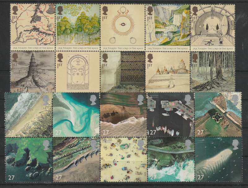 Great Britain 2002-2004 Coastlines & Tolkien lot of 2 sets very fine unmounted mint