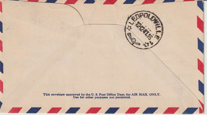 Gambia 1941 KGVI 3d, 6d & 1s on First Flight cover Bathurst to NY via Leopoldville B Congo very fine