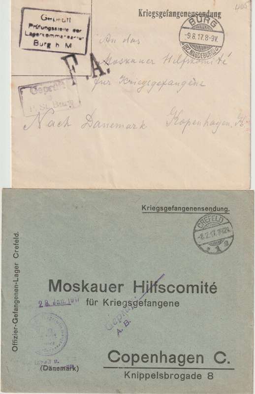 Germany 1915/17 WWI Prisoner of war covers x5