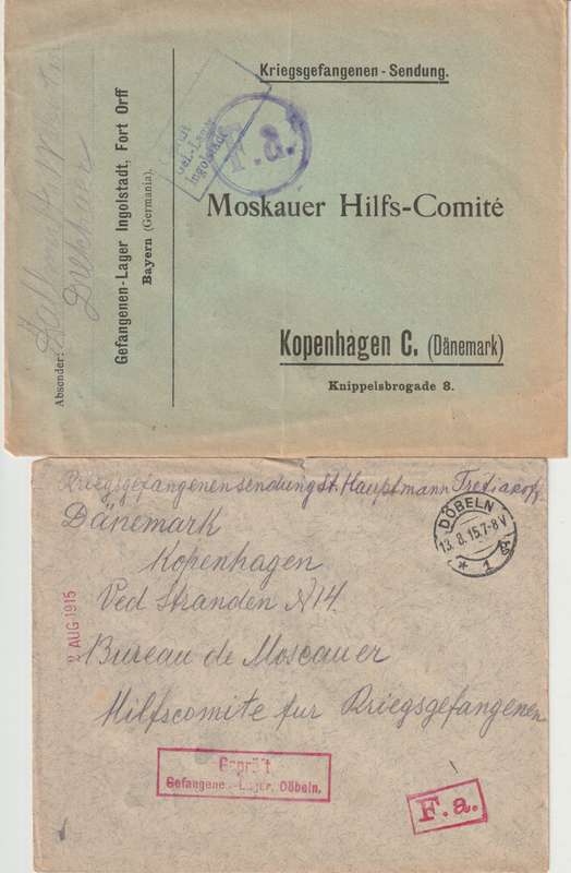 Germany 1915/17 WWI Prisoner of war covers x5