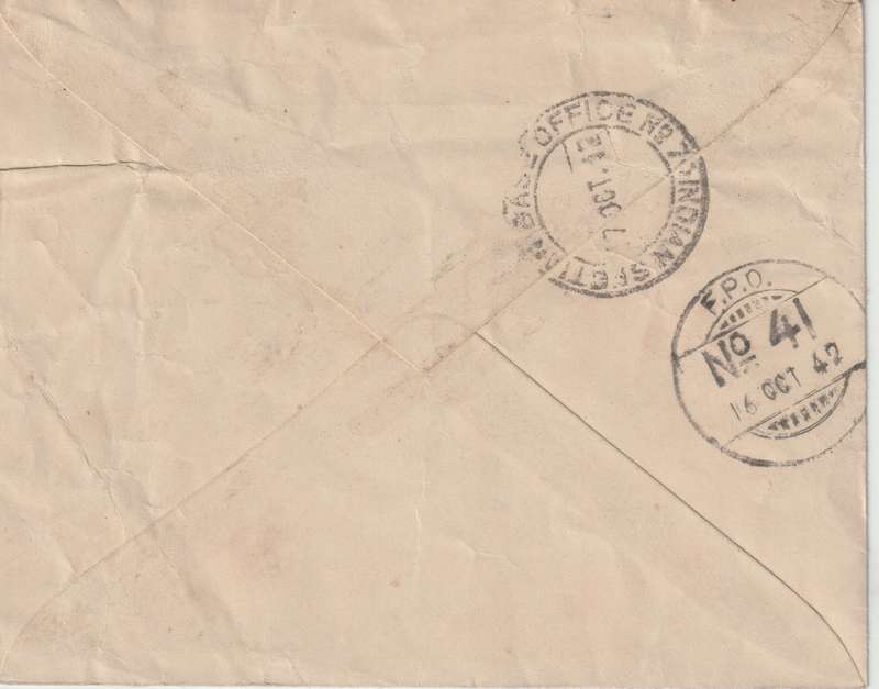 India 1942 OHMS OAS censored cover with FPO 41 Kirkuk, Iraq canceller on reverse