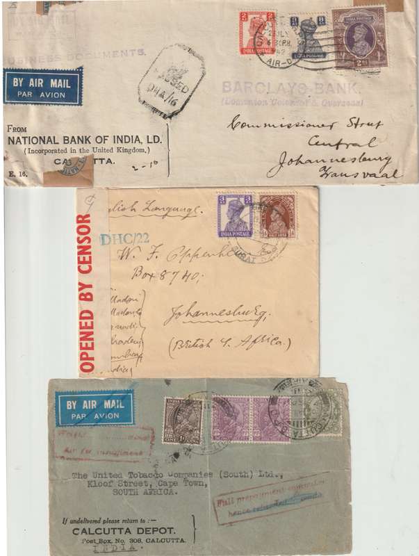 India South Africa 5x Covers & cover front, including censored covers, fine