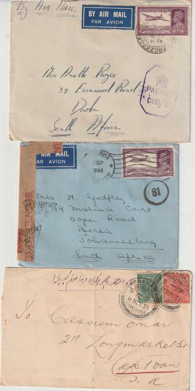 India South Africa 5x Covers & cover front, including censored covers, fine